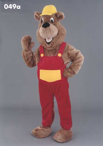 Mascot 049a Beaver in Red Bibbs - Click Image to Close