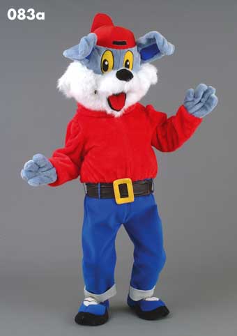 Mascot 083a Dog - Gray - Red & Blue Outfit