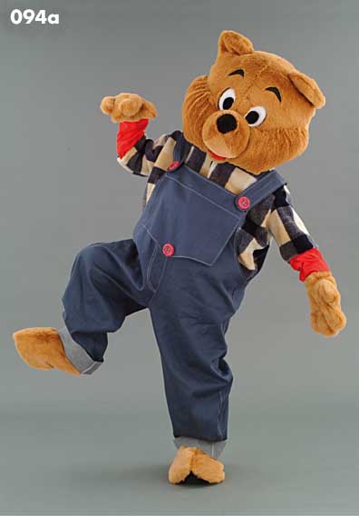 Mascot 094a Teddy Bear in Blue Bibbs & Flannel shirt