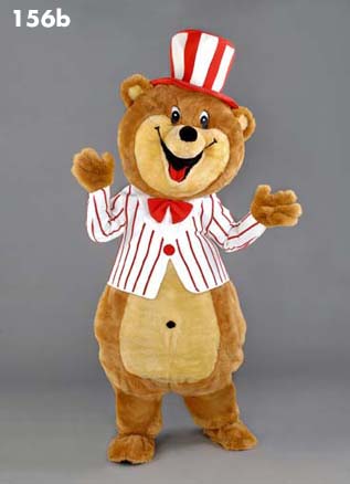 Mascot 156b Bear - Red & white stripes - hat