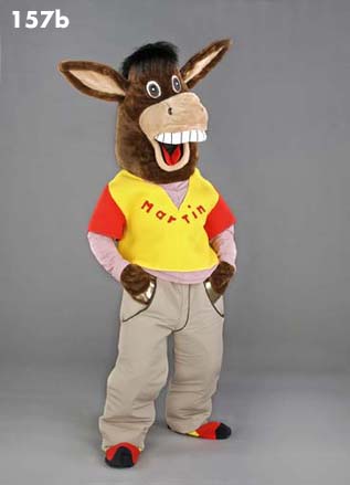 Mascot 157b Donkey - Yellow & red shirt - Click Image to Close