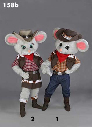 Mascot 158b Mouse - Gray - CowGirl - Click Image to Close