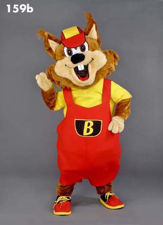 Mascot 159b Wolf - Brown in Red bibs - Click Image to Close
